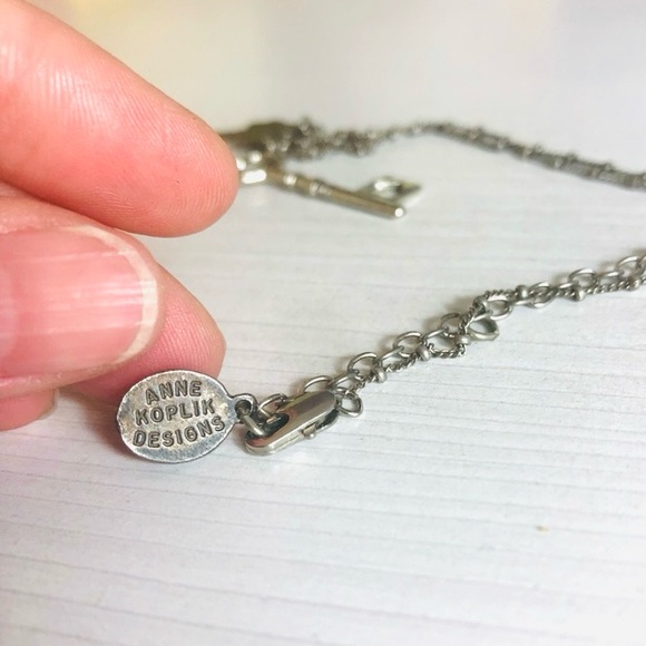 VINTAGE Anne Koplik • Silvertone Key Charm Chain Necklace OS - Picture 9 of 15